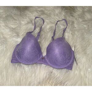 Natori 136059 Jacquard Contour T-Shirt Bra Lined Underwire Womens 32B Purple New